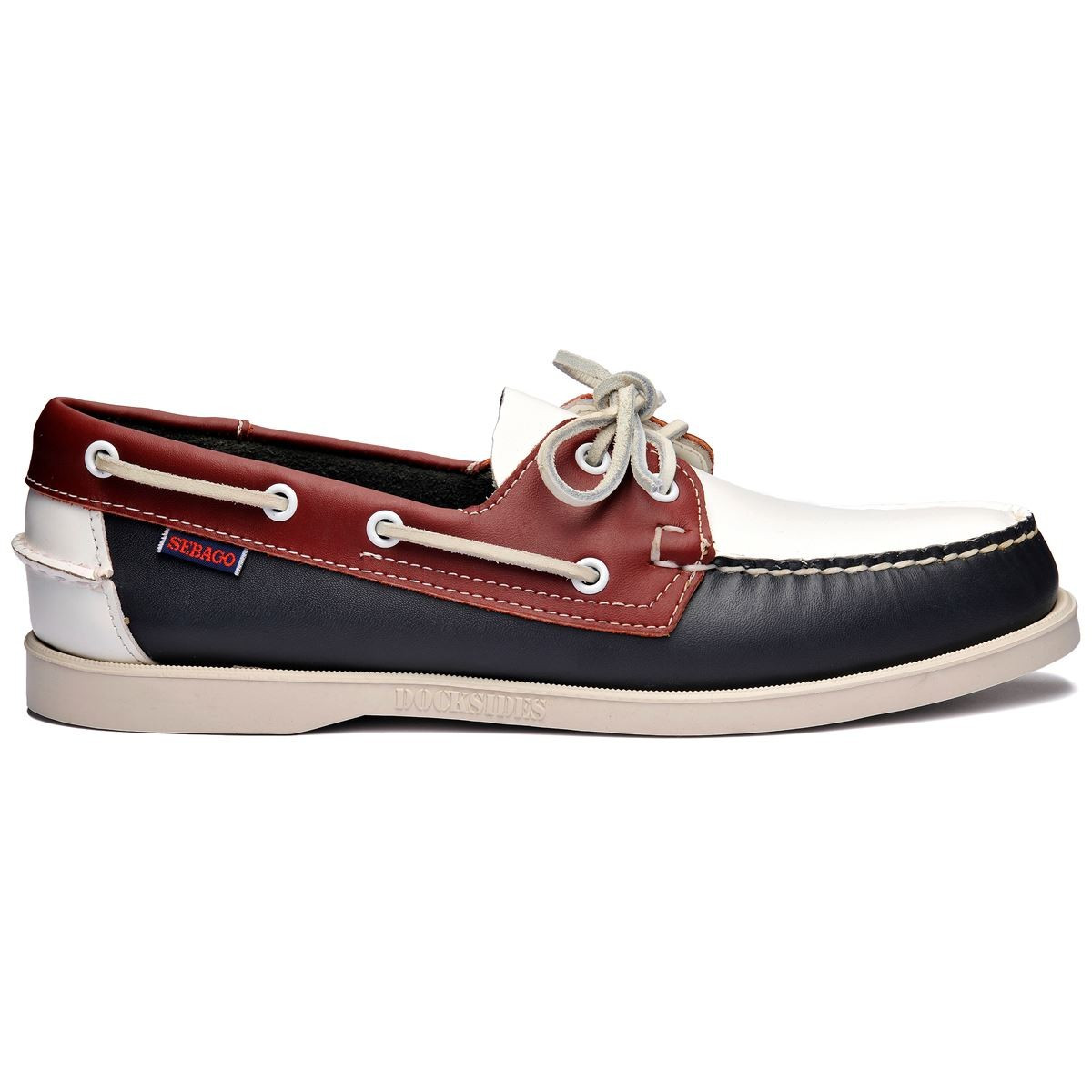 Sebago docksides portland navy white red 