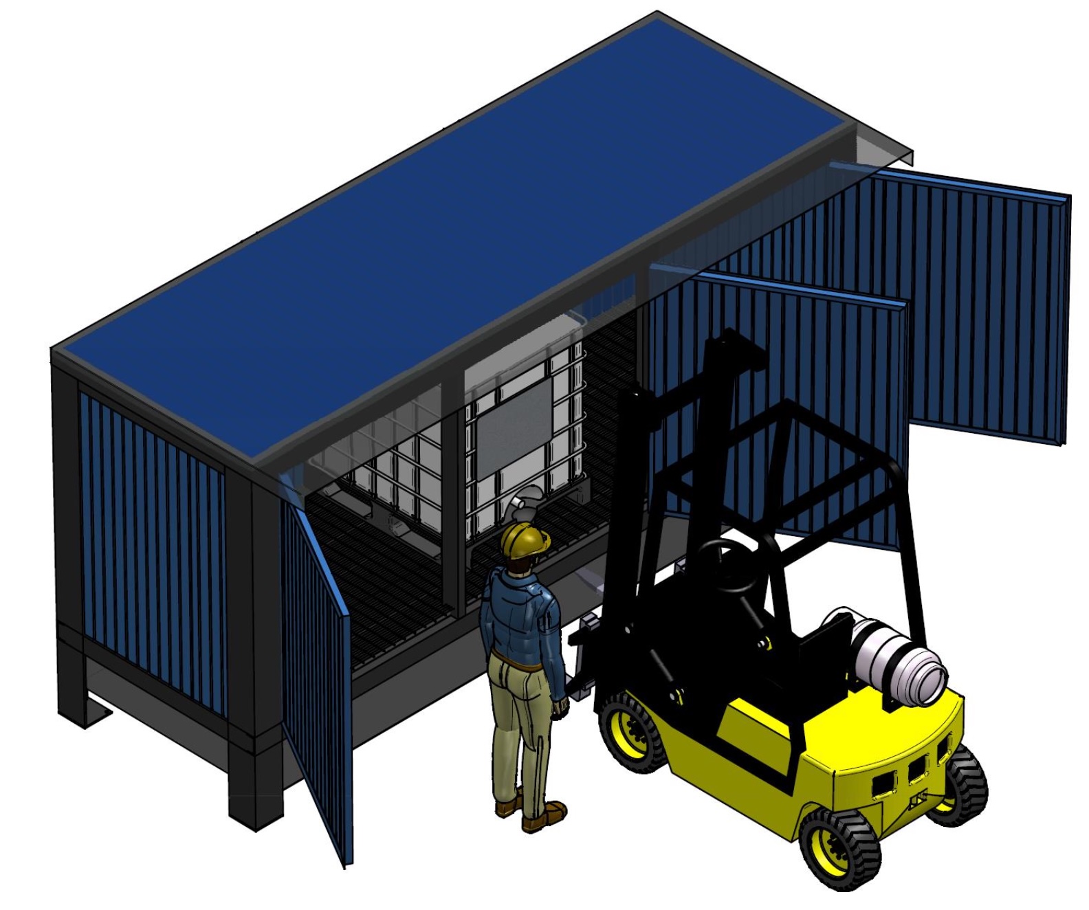 IBC plastikinių talpų dozavimo/sandėliavimo konteineriai