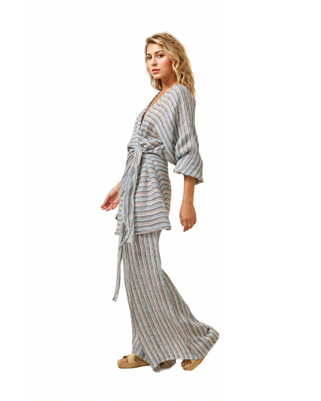 Ainu Dress - Acqua Stripe