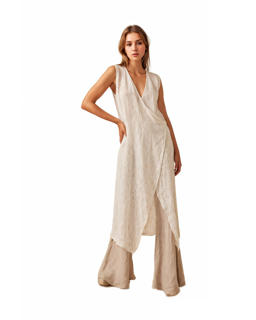 Atlas Slip Midi Dress - Stracciatella Panna