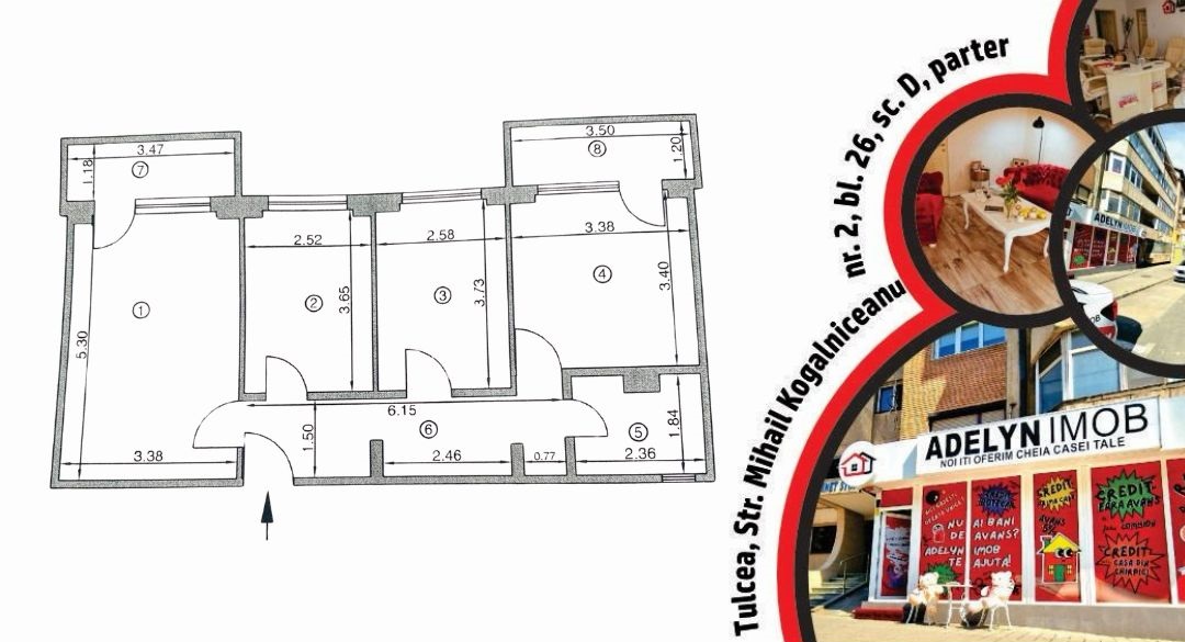 Apartament 3 camere, str. Pacii
