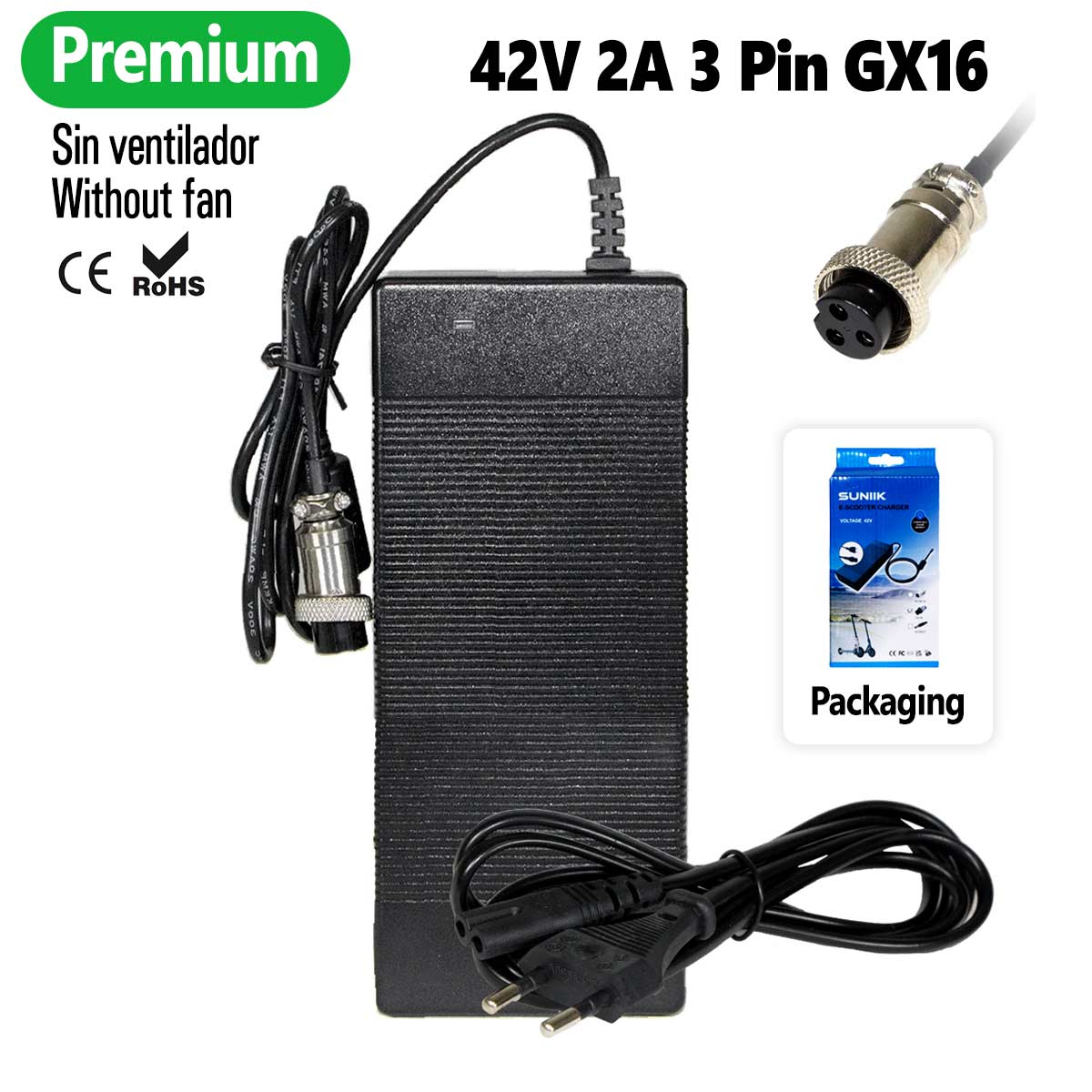 Cargador 42V 2A 3 Pin GX16