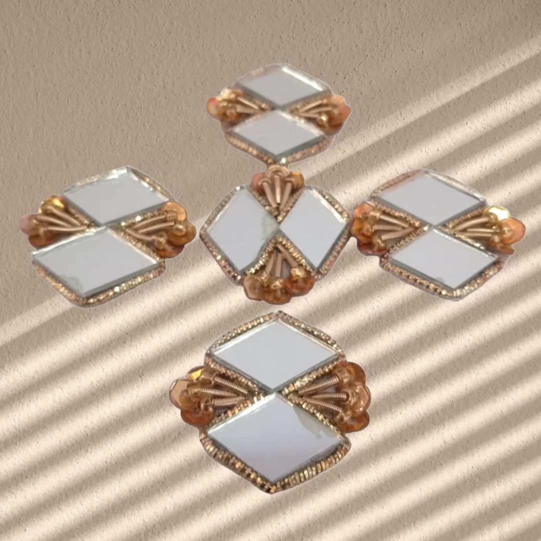 hand made dabka mirror zardosi work applique patches 