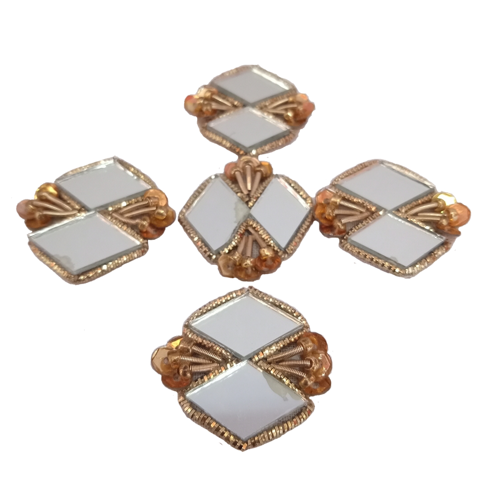 hand made dabka mirror zardosi work applique patches 