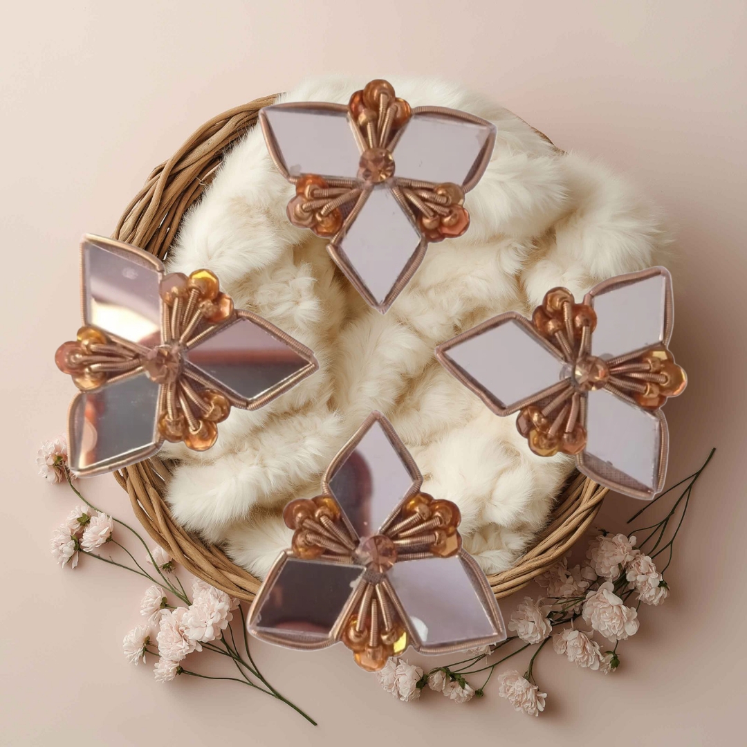 "Hand-Embroidered Zardosi Applique Patch – 3cm, Dapka, Sequin, Mirror, Glass Jerkin Work"