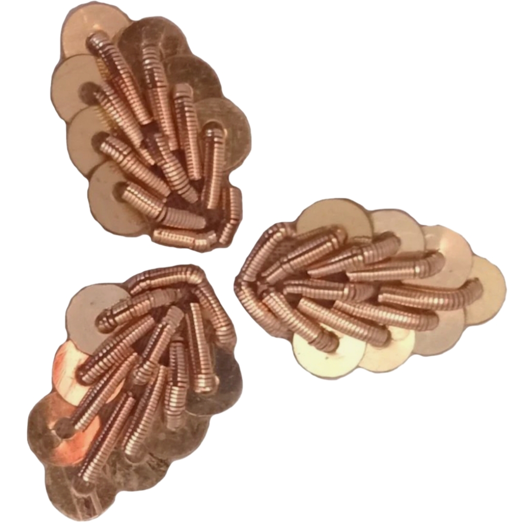 Handmade Zardozi Embroidery Applique Patch – Golden Dapka & Sequin Work – 10x15 mm