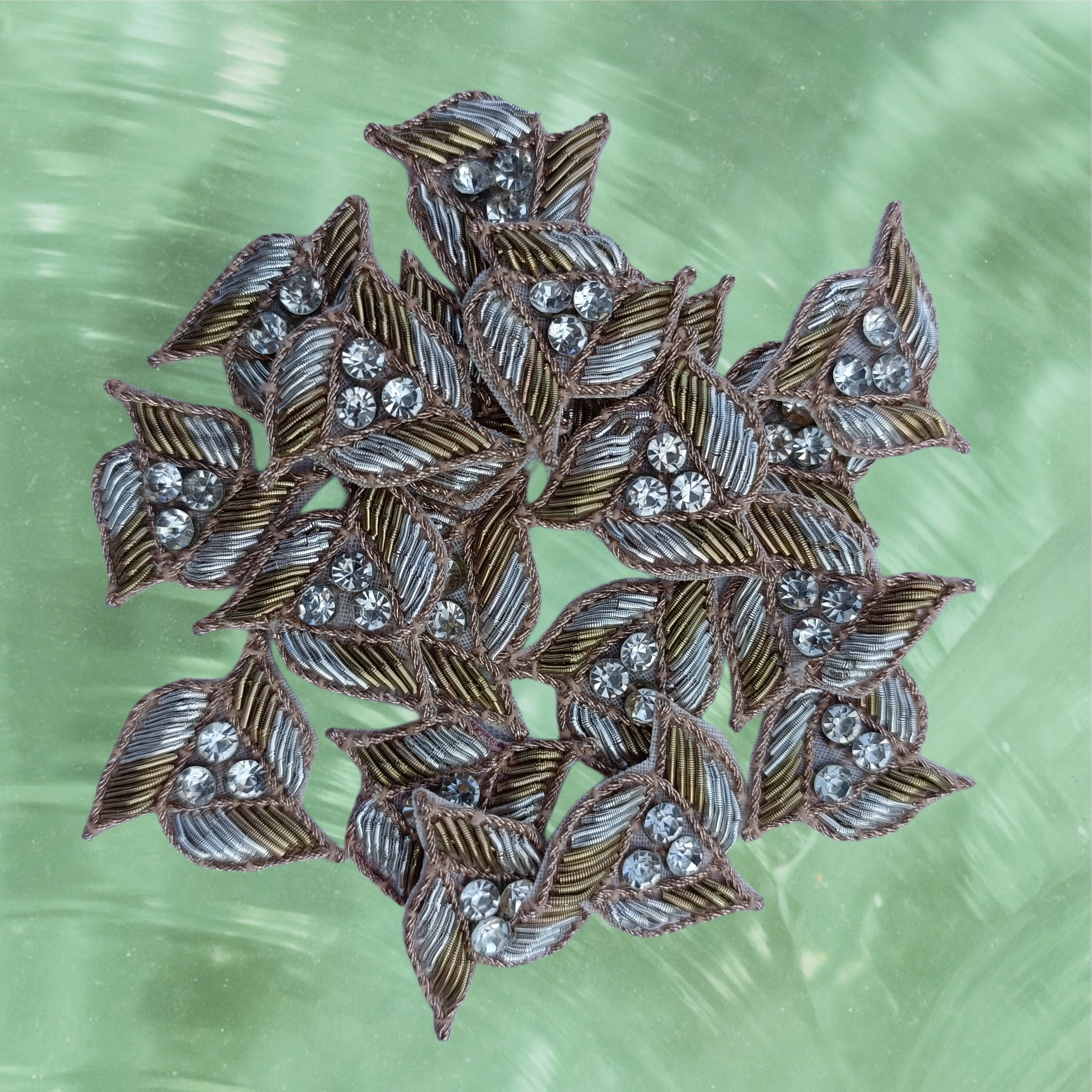 triangle shape zardozi work applique patch decorative for saree. dupatta. lehenga. bag. jeans. art & craft rakhi 