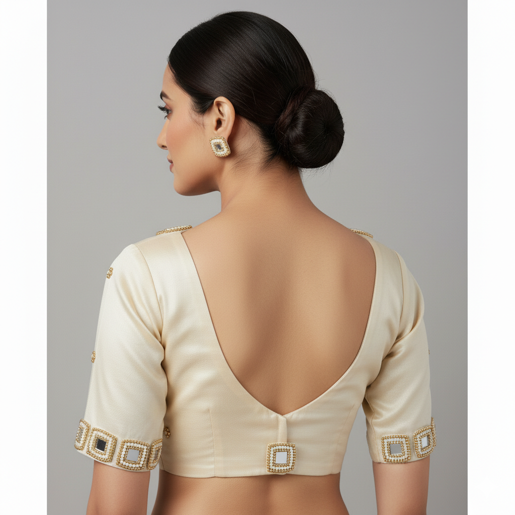 Square Mirror Zardozi Aari Hand Embroidery Applique Patch 2.5cm | Gold White Beads Work | Bridal Lehenga Blouse Saree Sewing  Rakhi Jwelry Making Art Craft