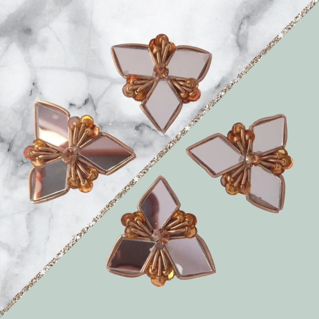 "Hand-Embroidered Zardosi Applique Patch – 3cm, Dapka, Sequin, Mirror, Glass Jerkin Work"