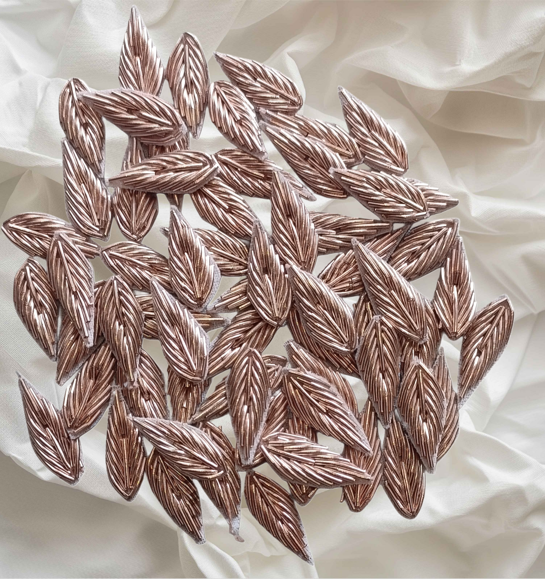 Rose Golden color leaves hand embroidery work