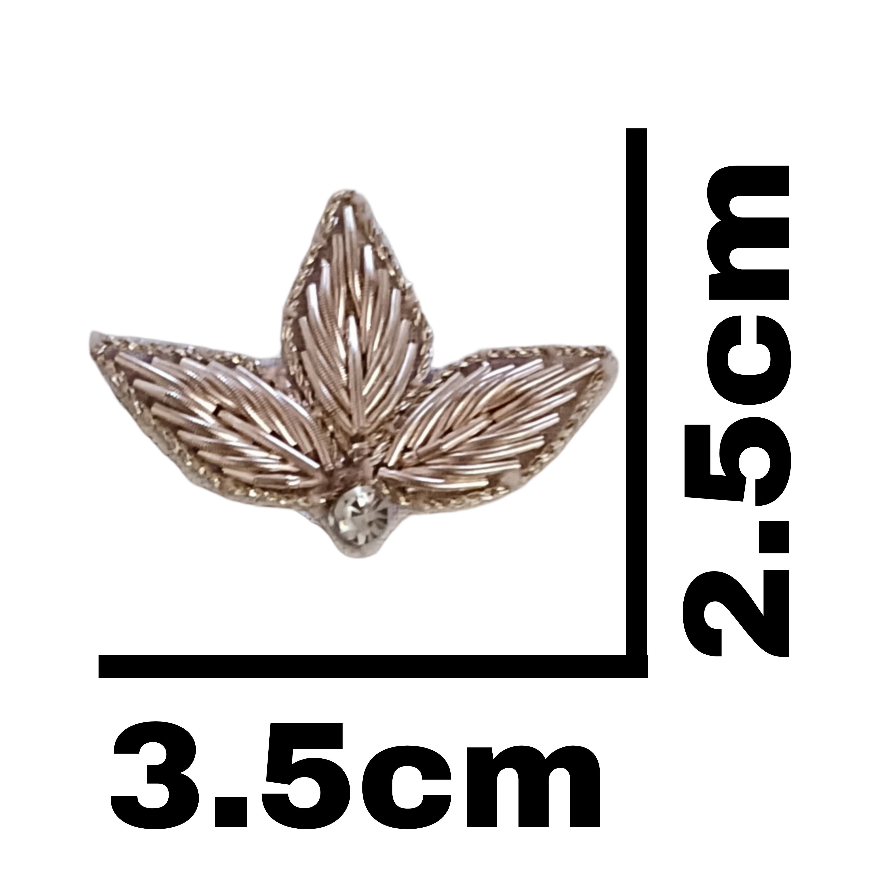 3 leaves silver color with jarkan stone hand embroidery zardozi work 