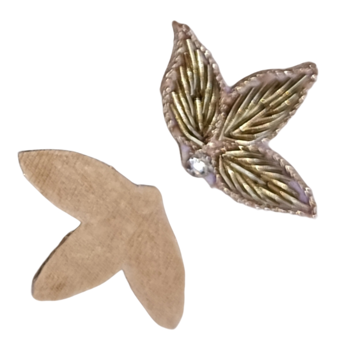 3 leaves antique gold color with jarkan stone hand embroidery zardozi work 