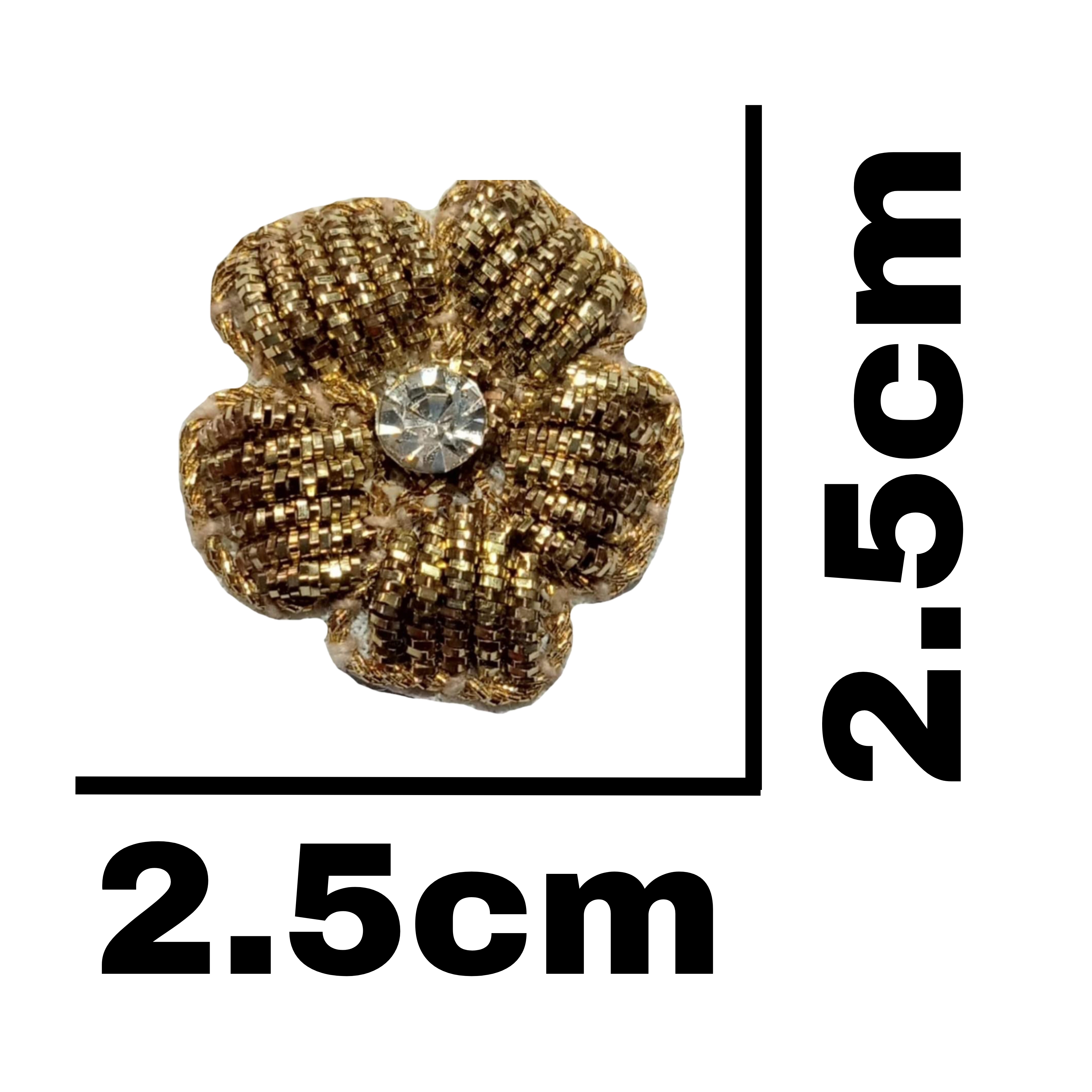 Antique gold color 2CM zardosi flower applique patch hand embroidery work for dress designing lehenga dupatta saree jewelry making neck sew art craft 