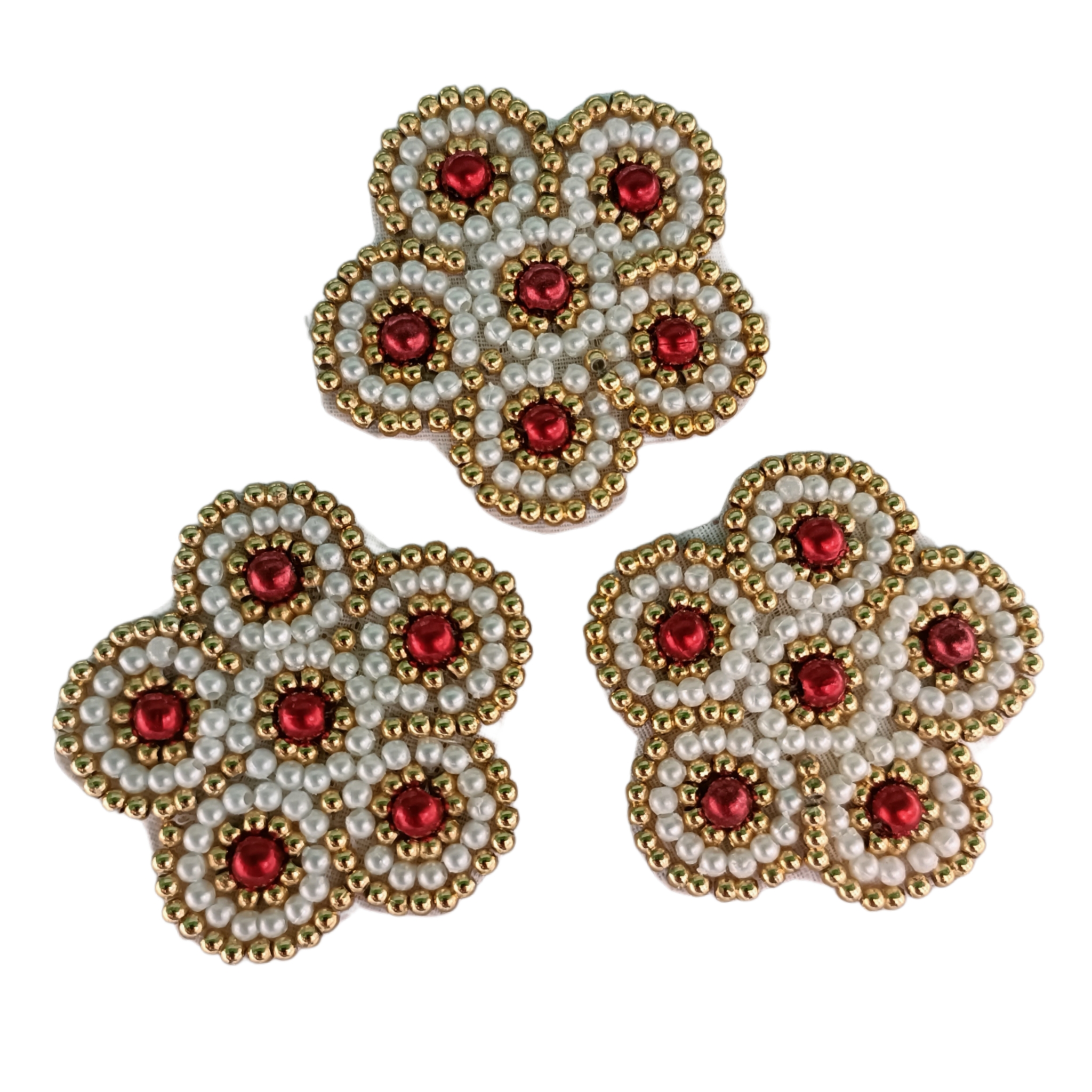 Zardosi Aari Hand Embroidery Applique Patch 5cm | Pearl & Stone Work Floral Motif Indian Bridal Blouse Sewing Patch  Ethnic Dress Saree Lehenga Craft Decorative Badge Rakhi Jewelry Making