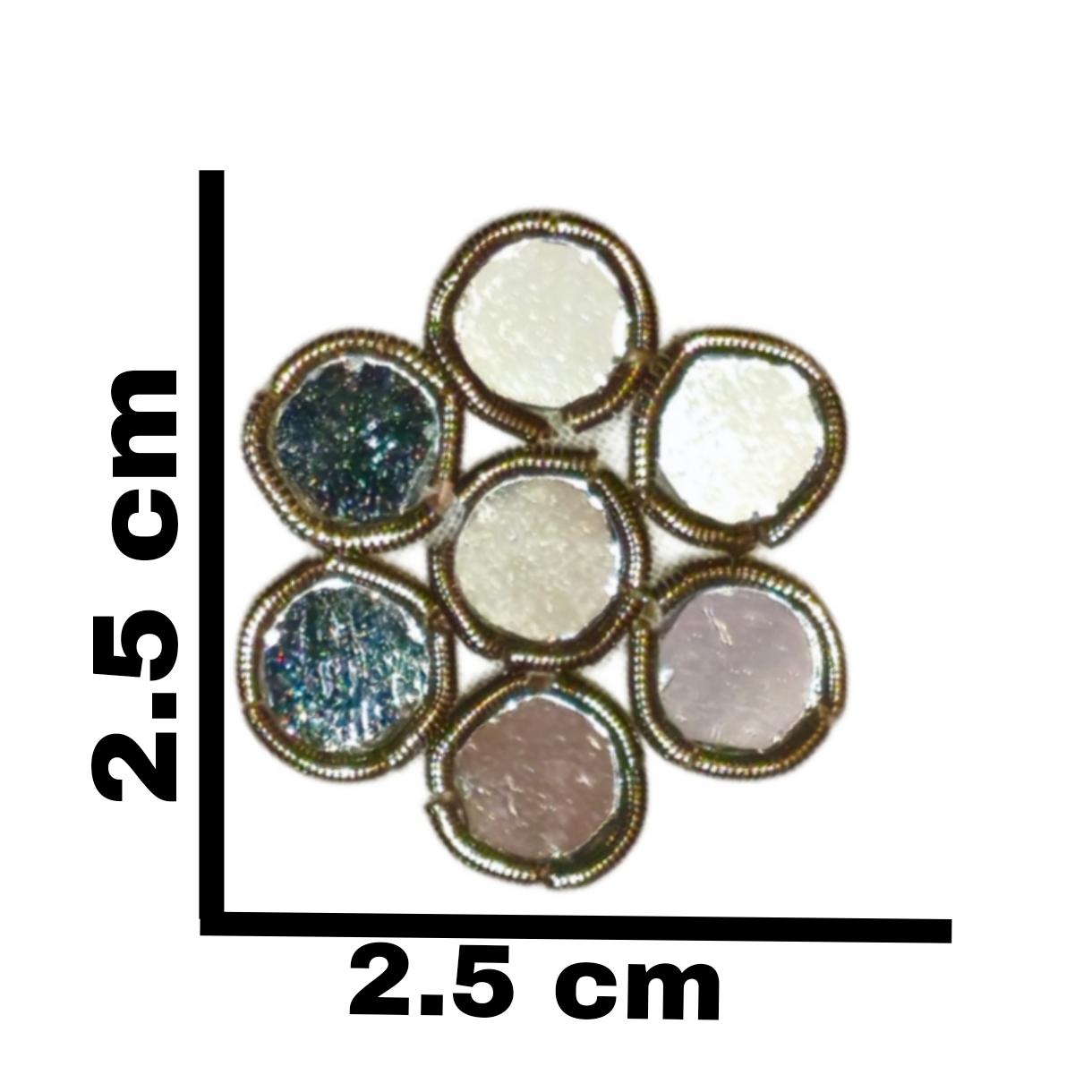 antique golden color dabka mirror work hand embroidery flower applique patches 