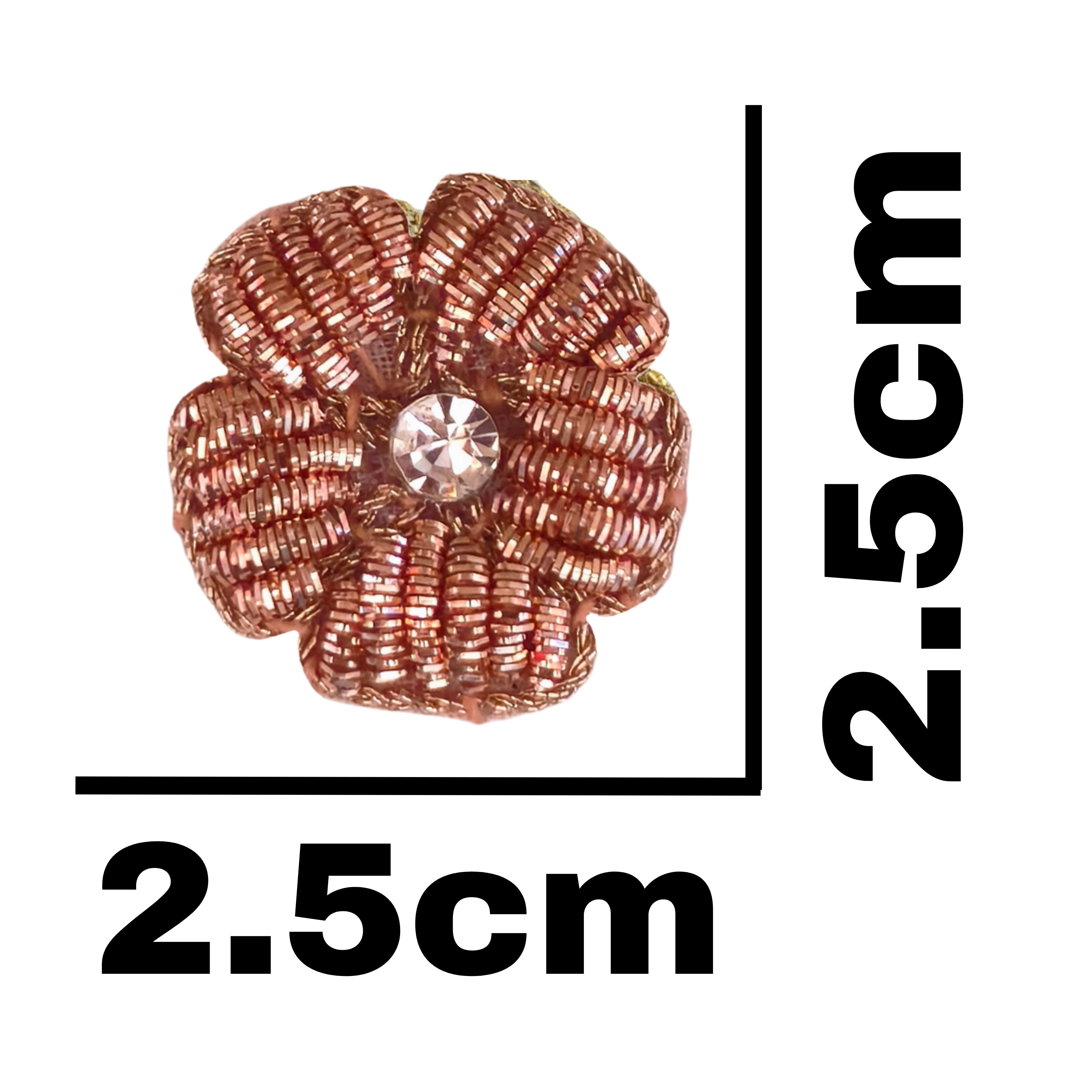 Rose gold color 2CM zardosi flower applique patch hand embroidery work for dress designing lehenga dupatta saree jewelry making neck sew art craft 
