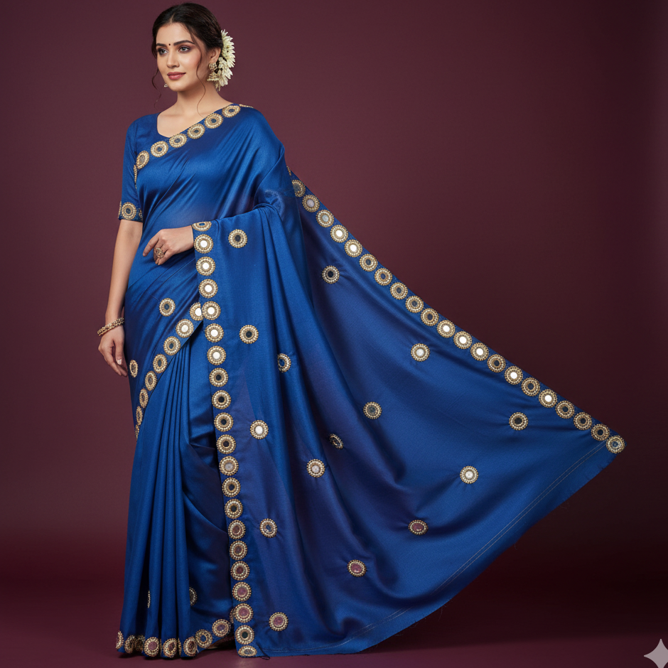 Hand Embroidered Aari Work Applique Patch Motif Butti - Round Gold Beads & Zardozi Design (2.8 cm) - Perfect for Lehenga, Saree Blouse, Dupatta, Dress Designing, Rakhi, Jewellery, Art & Craft