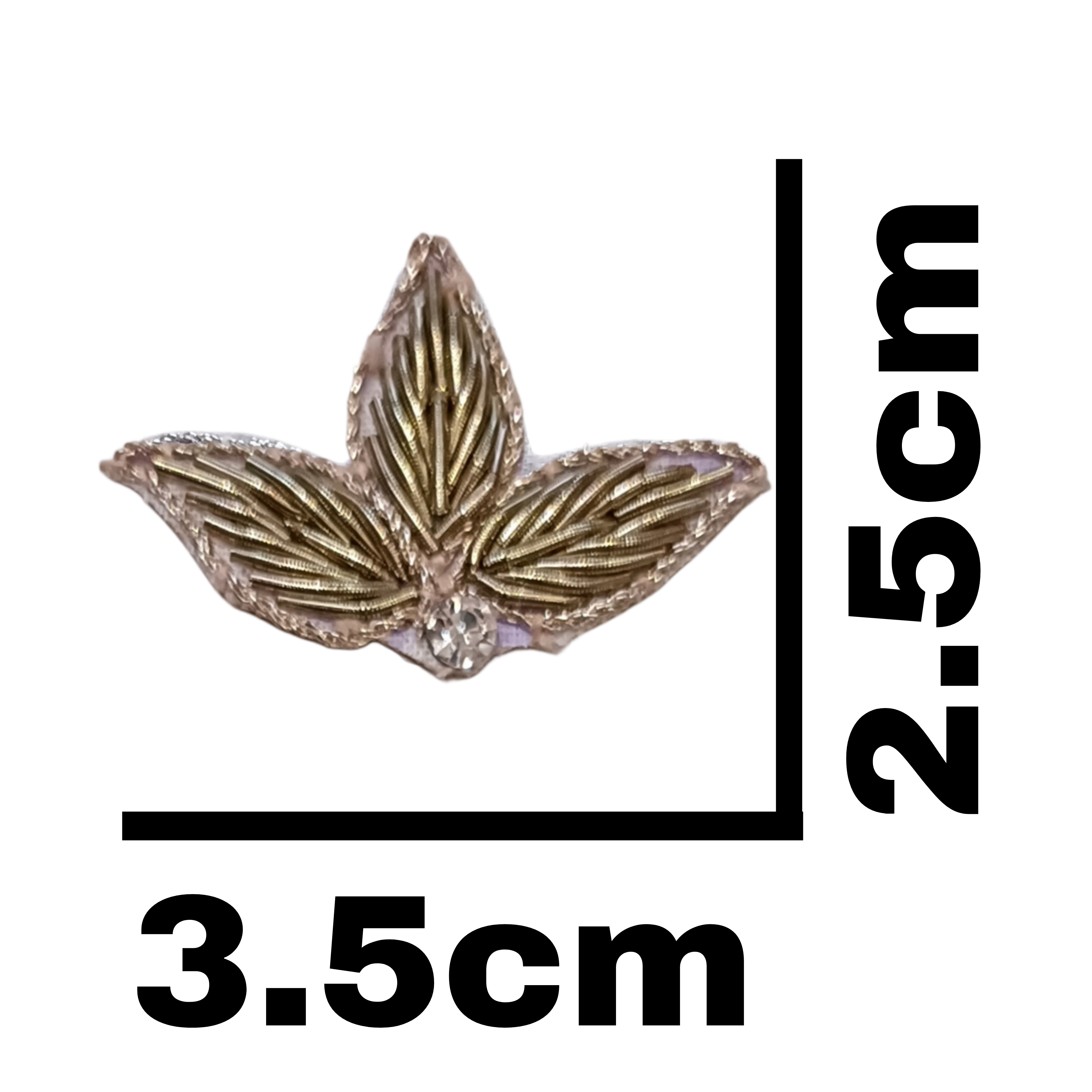 3 leaves antique gold color with jarkan stone hand embroidery zardozi work 