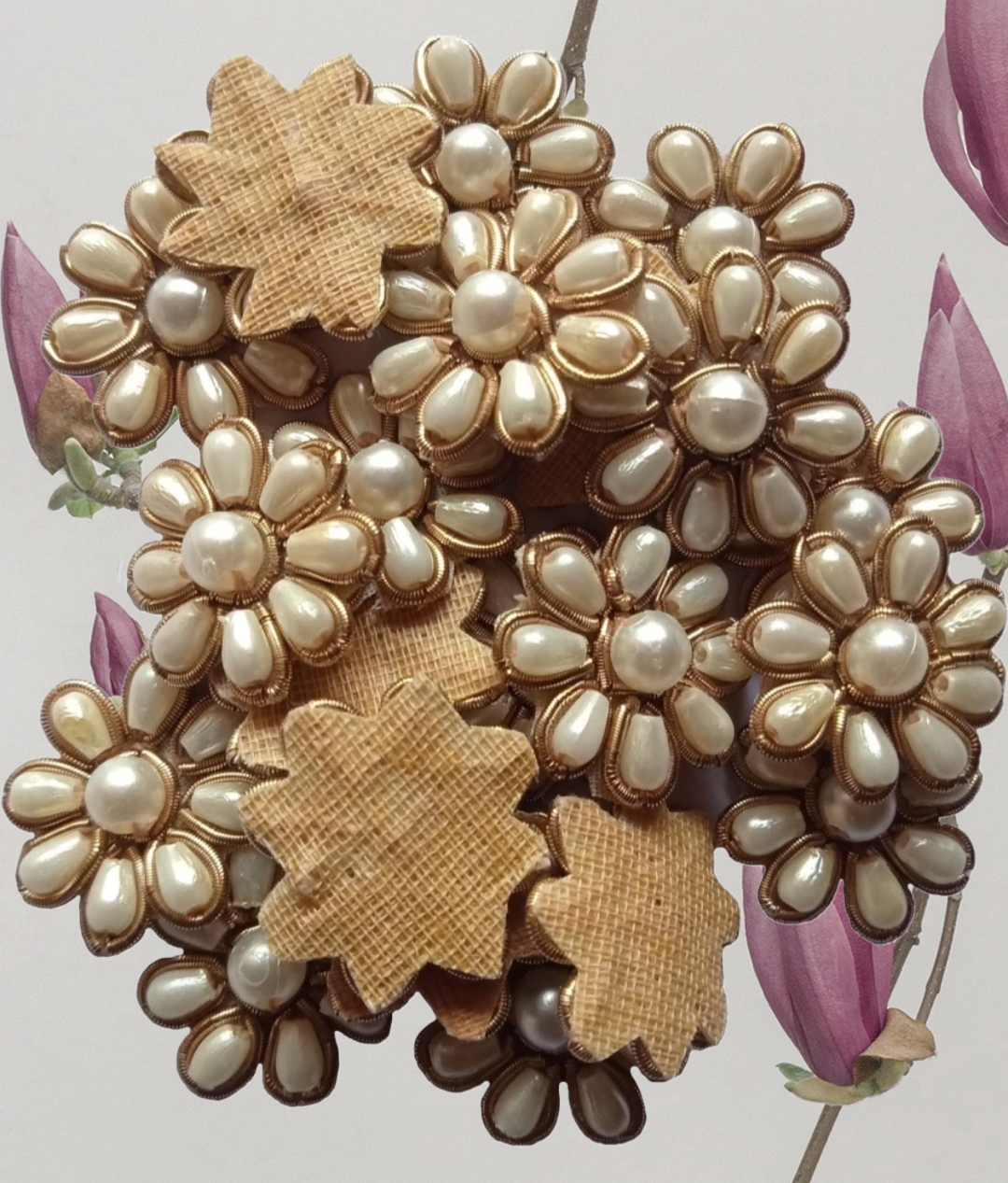 Round shape beads & dabka embroidery work applique patch royal look for your all dresses