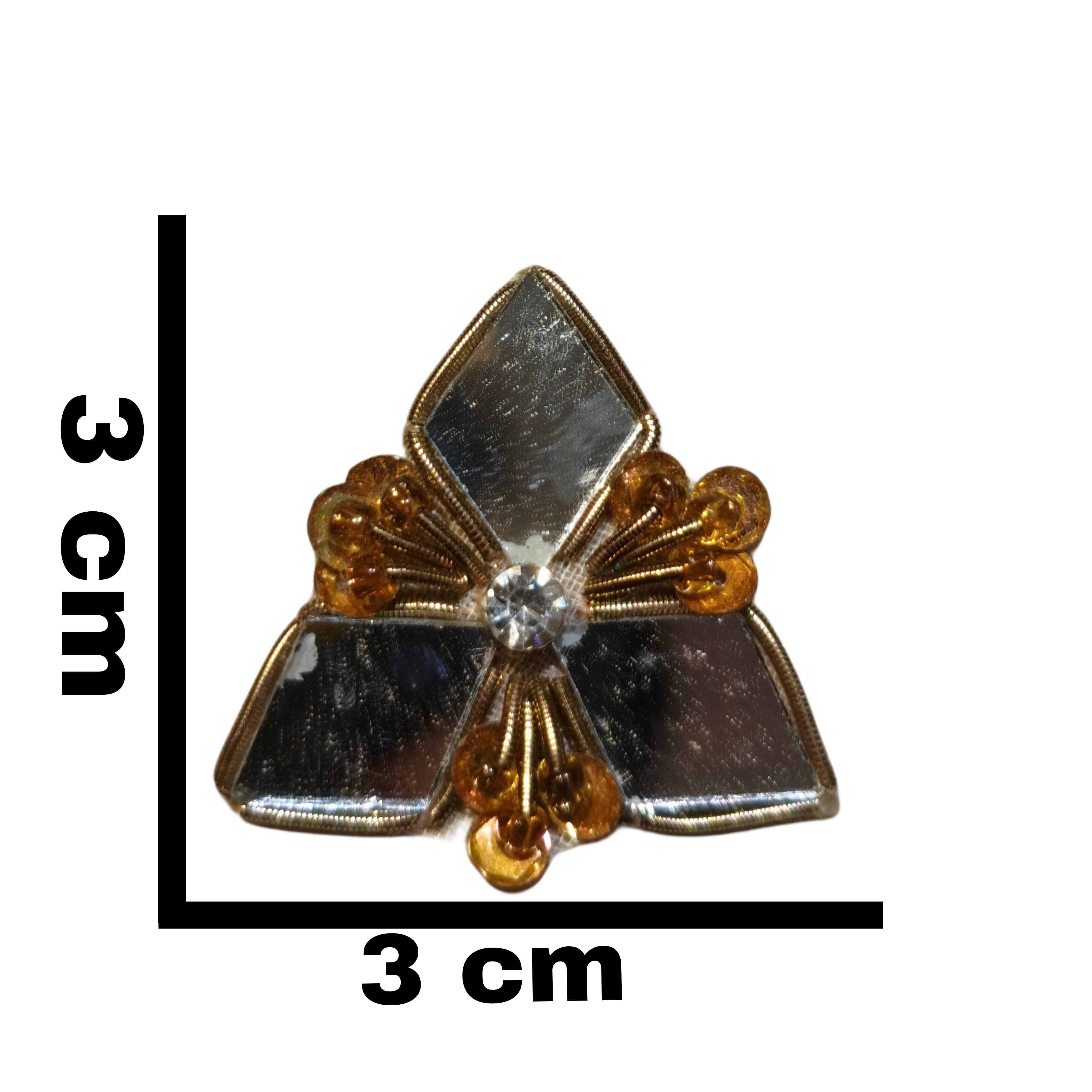 "Hand-Embroidered Zardosi Applique Patch – 3cm, Dapka, Sequin, Mirror, Glass Jerkin Work"