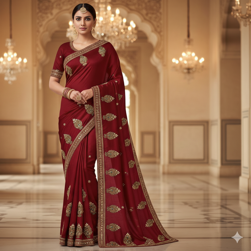 Hand Embroidery Aari Zardosi Applique Patch with Golden Glass Cut Beads, Antique Gold & Silver Dabka, Crystal Sequence Floral Motif for Blouse, Lehenga, Saree & Dupatta