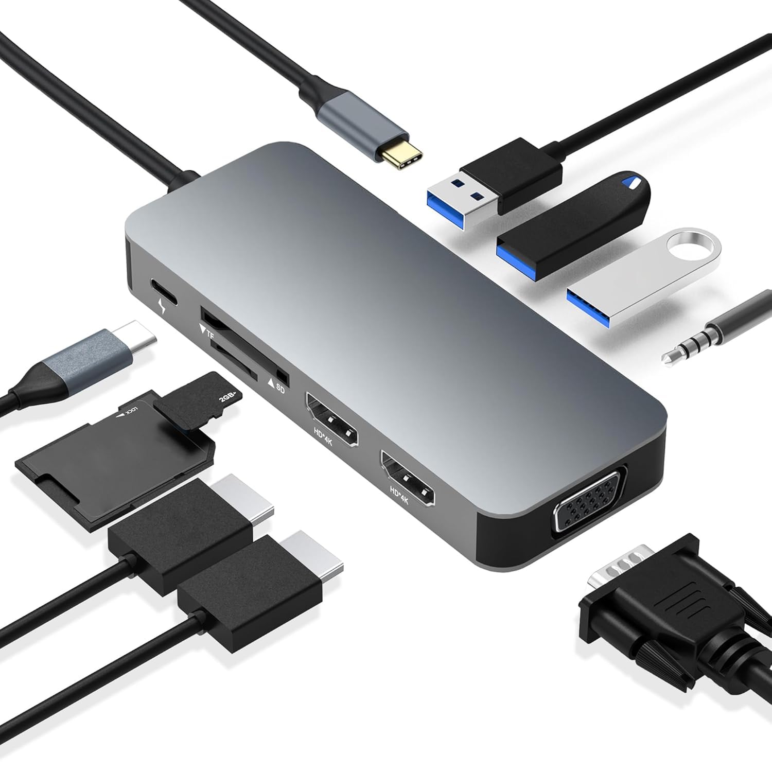 Dual 4K HDMI 10-in-1 USB C Hub