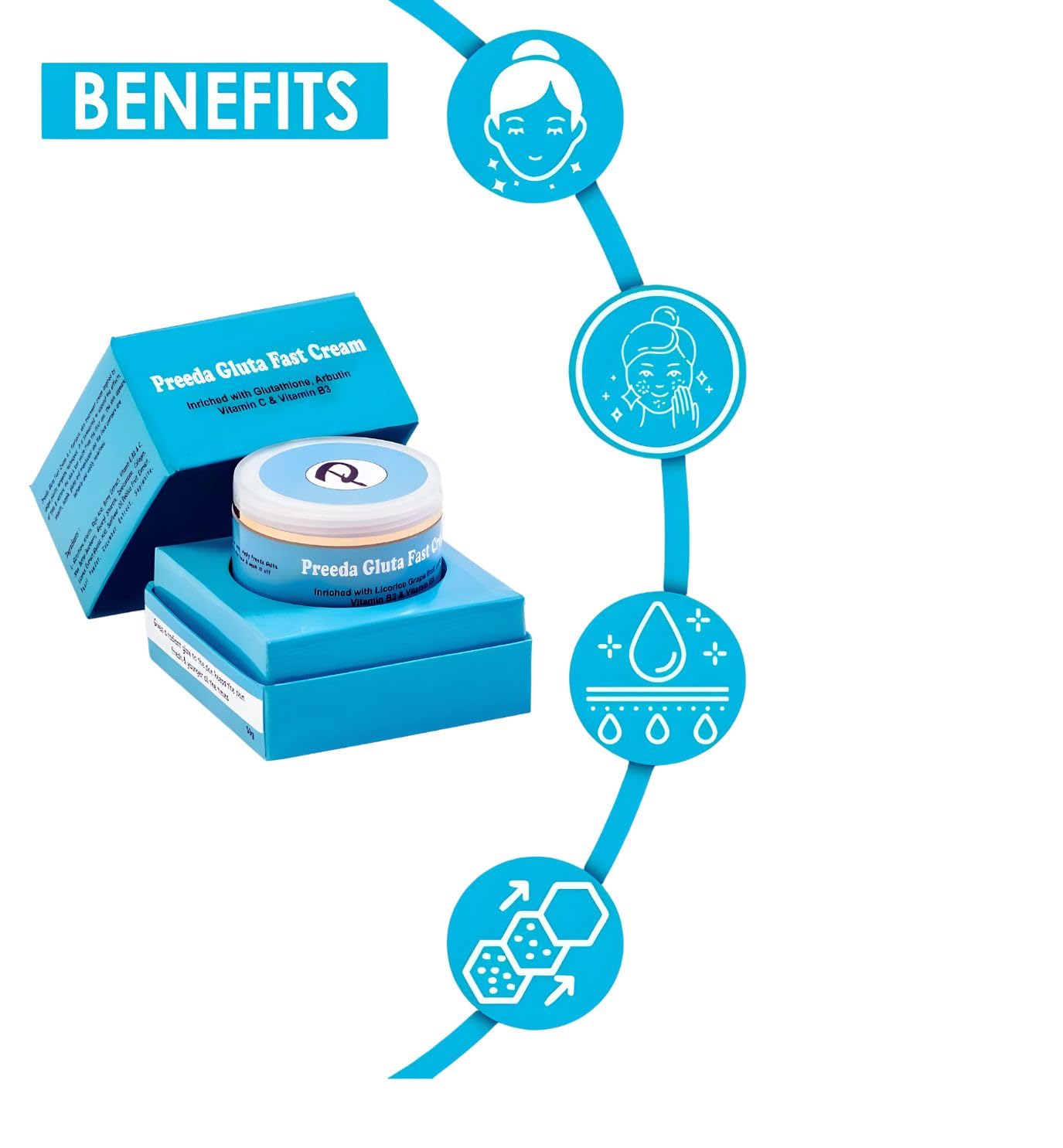 Preeda Gluta Fast Skin Whitening Cream 50g 