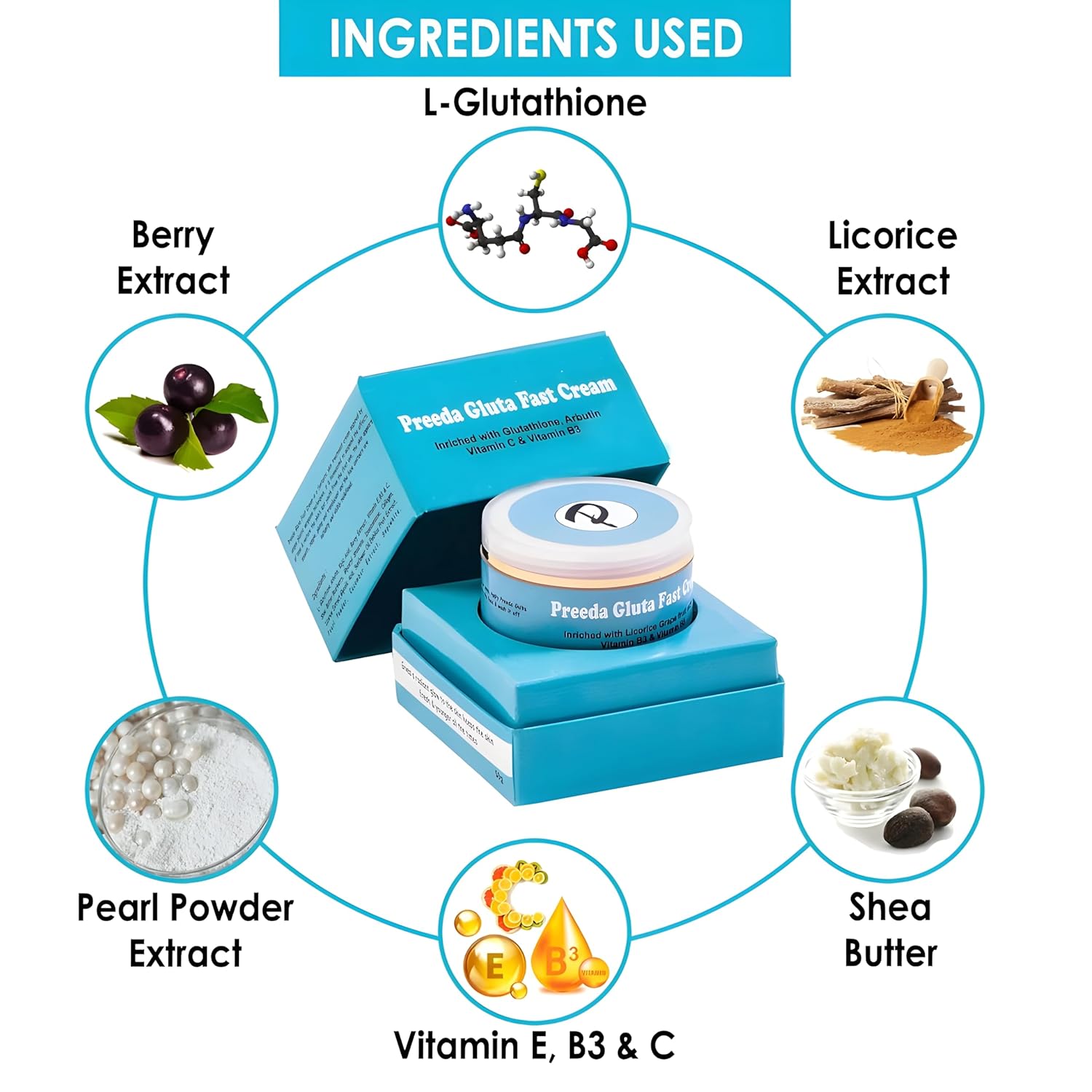 Preeda Gluta Fast Skin Whitening Cream 50g 