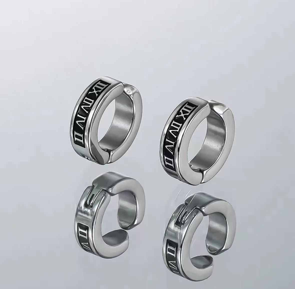 Stainless Steel Roman Numeral Hoop Earrings