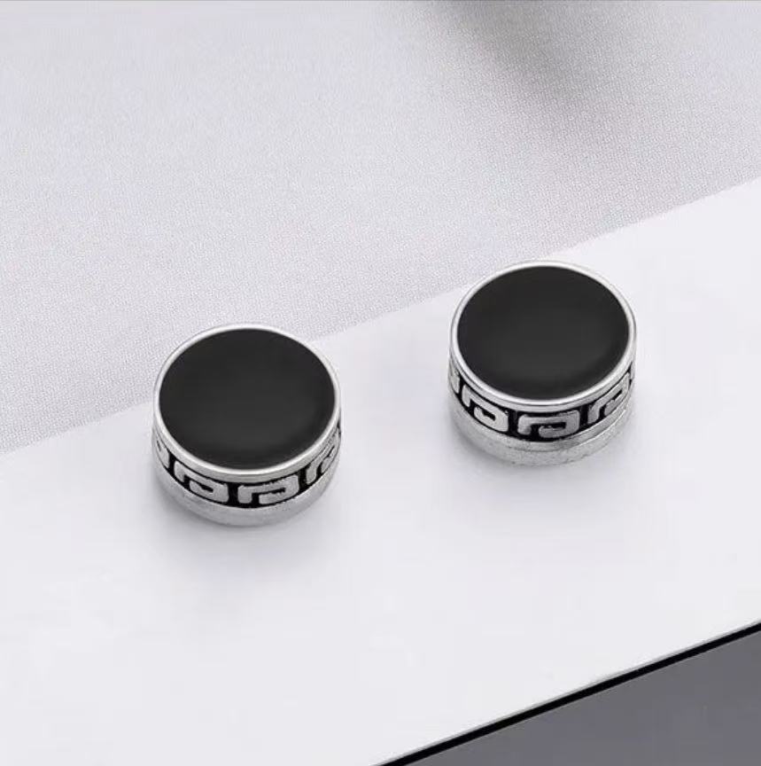 Elegant Black and Silver Cufflinks