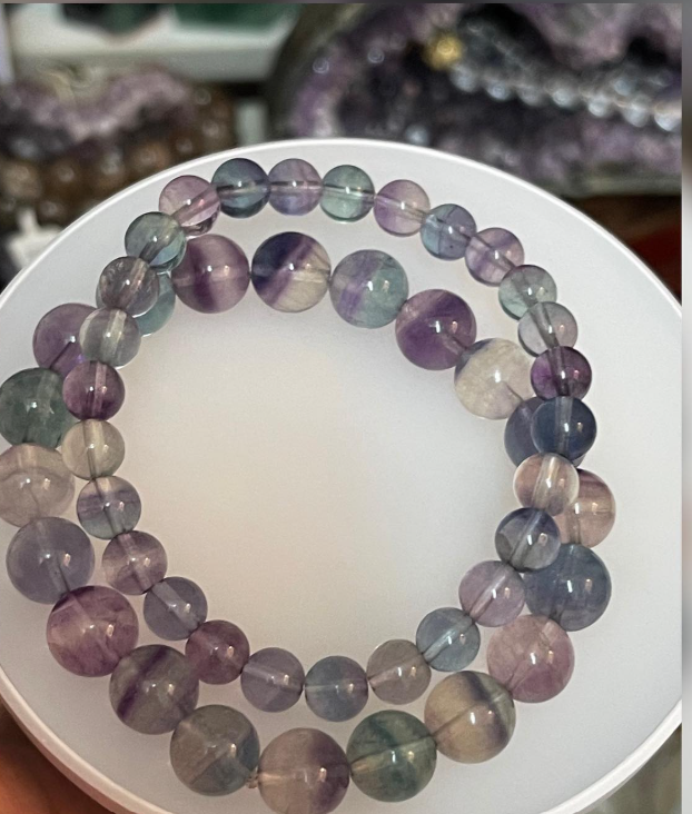 巴西三色螢石手串