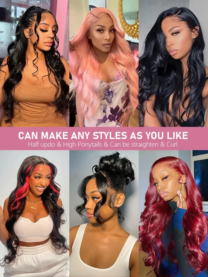 Pre Plucked 13x4/13x6 HD Transparent Lace Frontal Wigs Human Hair 180% Density Glueless Human Wigs with Baby Hair