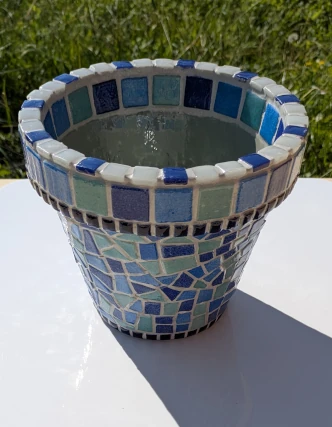 Pot de fleurs en mosaïque "Azur"