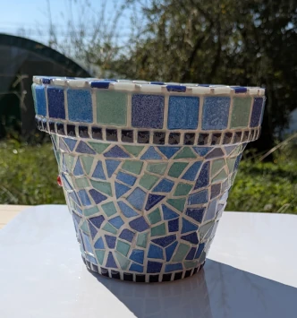 Pot de fleurs en mosaïque "Azur"