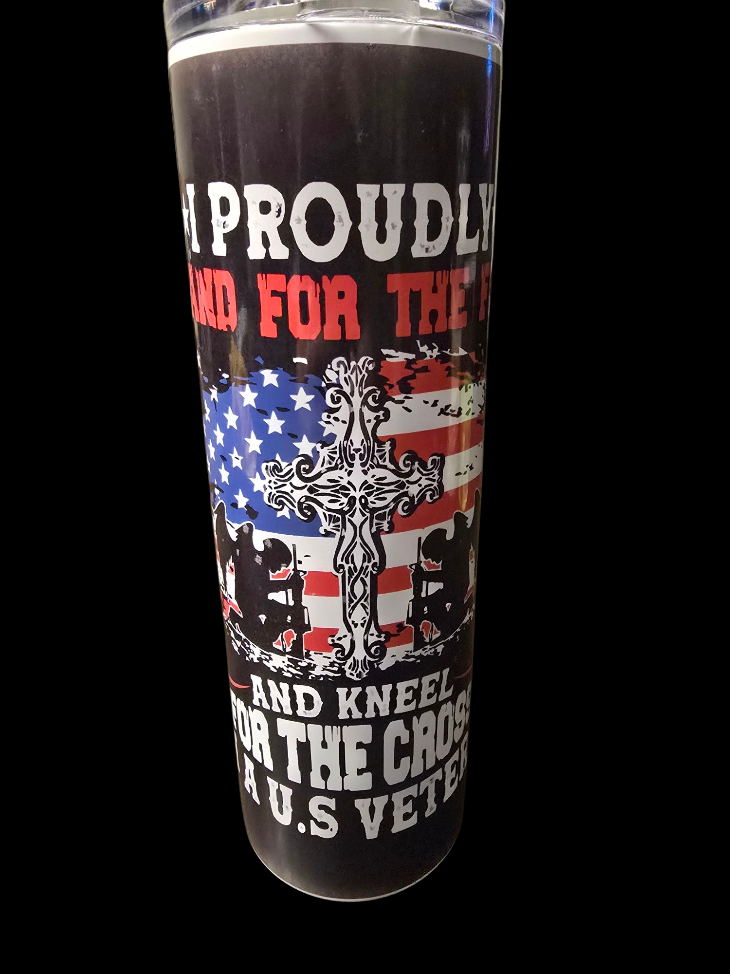 Stand For the Flag, Kneel for the Cross Patriotic Tumbler