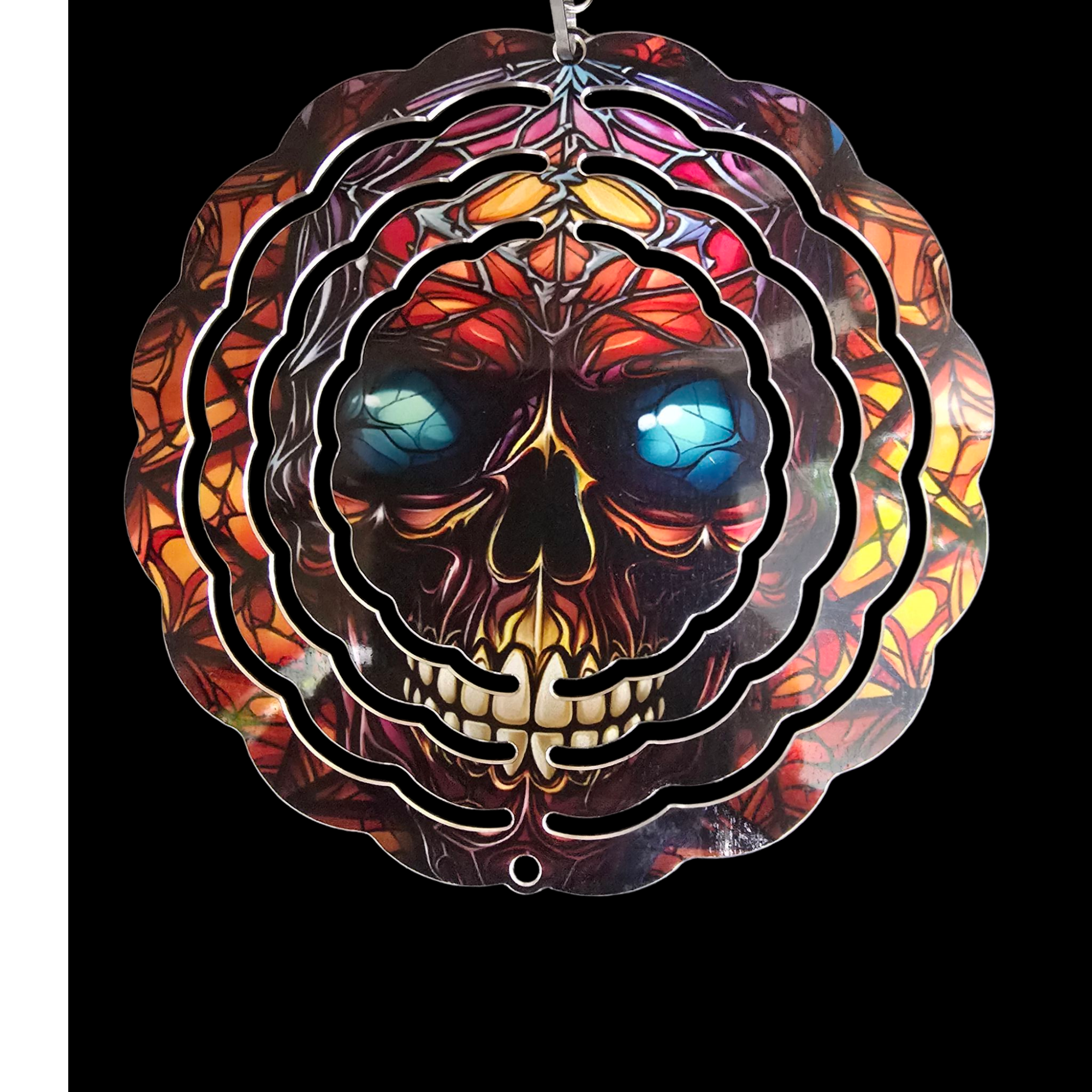 Psychedelic Skull Metal Wind Spinner