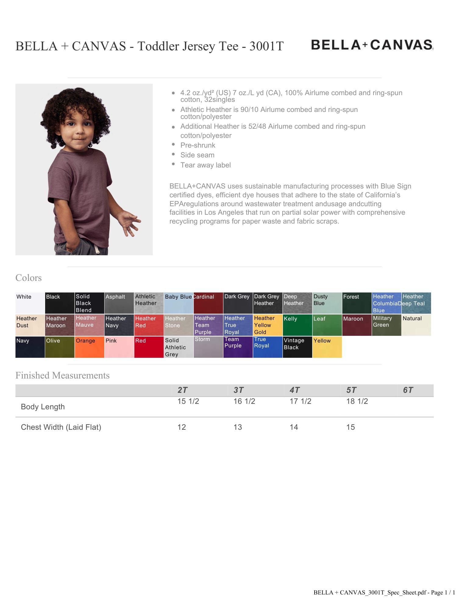 BELLA + CANVAS Toddler Jersey Tee
