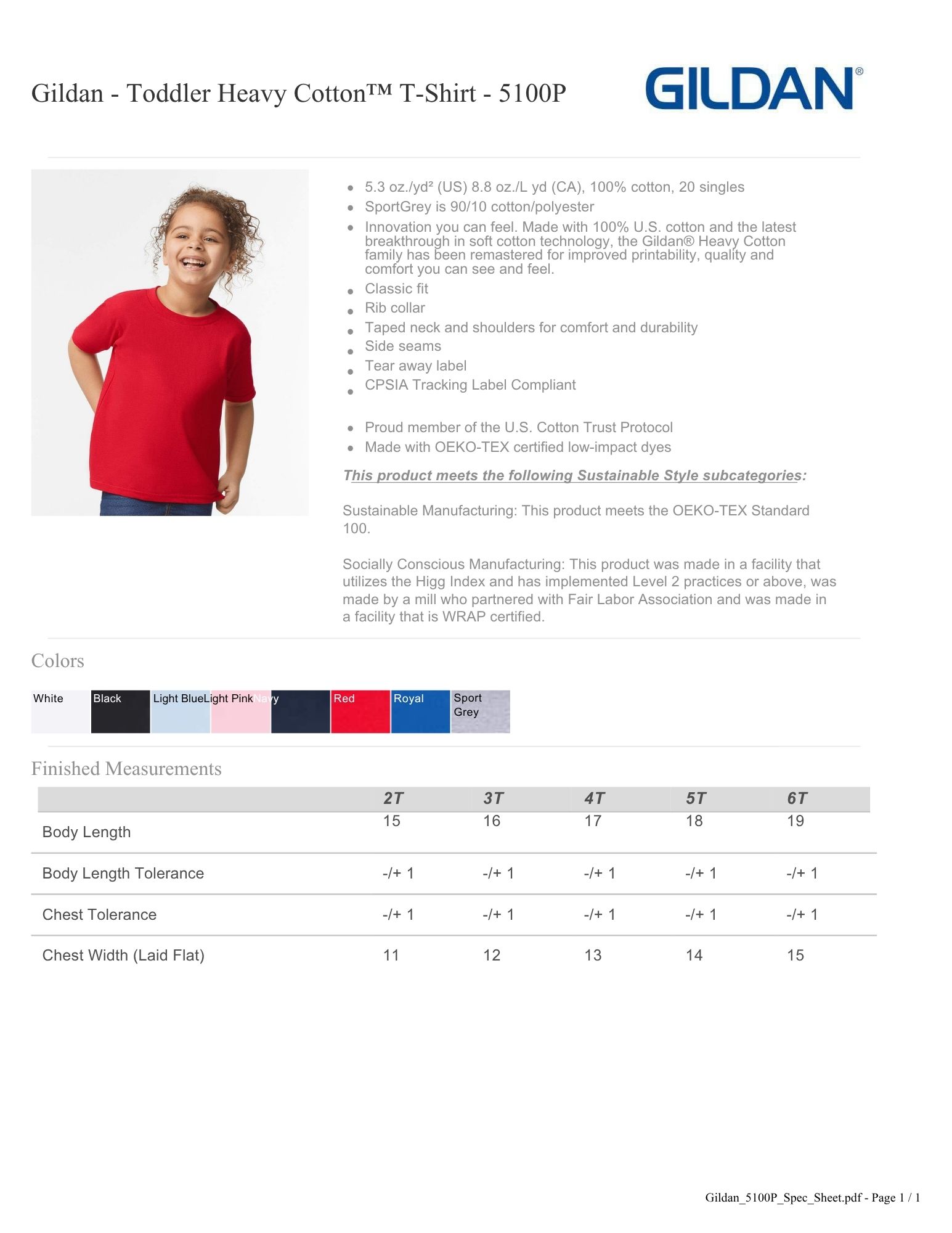 Gildan Toddler Heavy Cotton T-Shirt