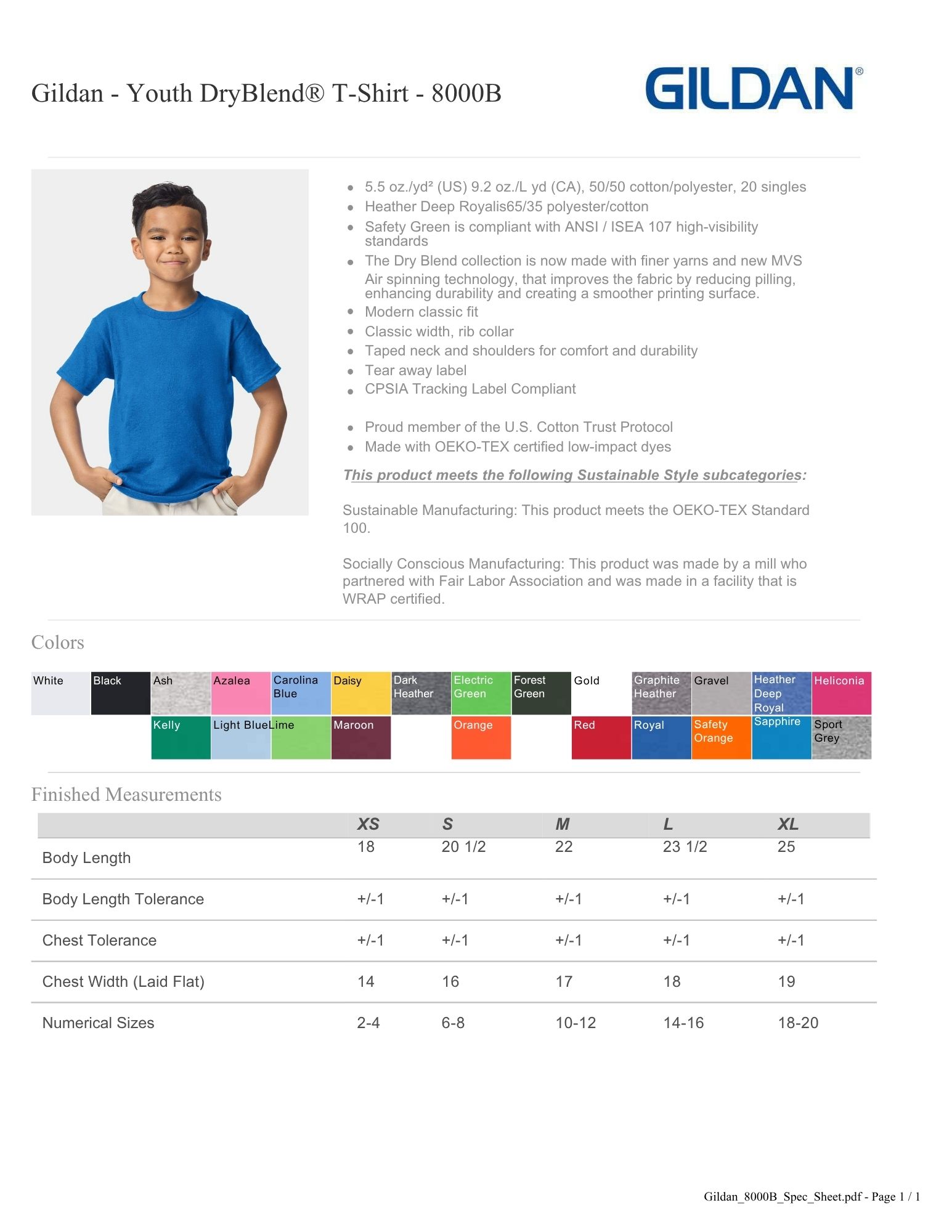 Gildan Youth DryBlend® T-Shirt - 8000B