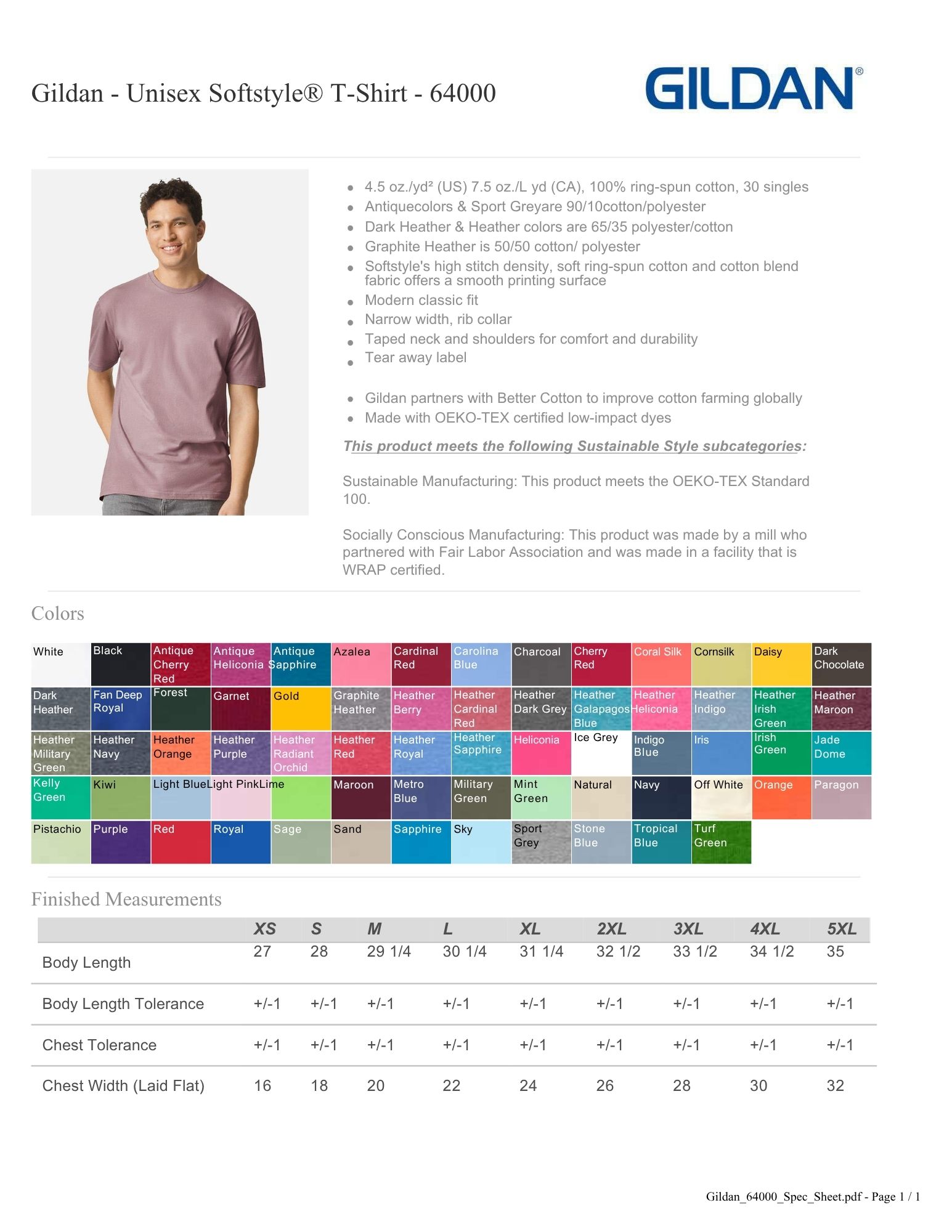 Gildan Unisex Softstyle® T-Shirt - 64000