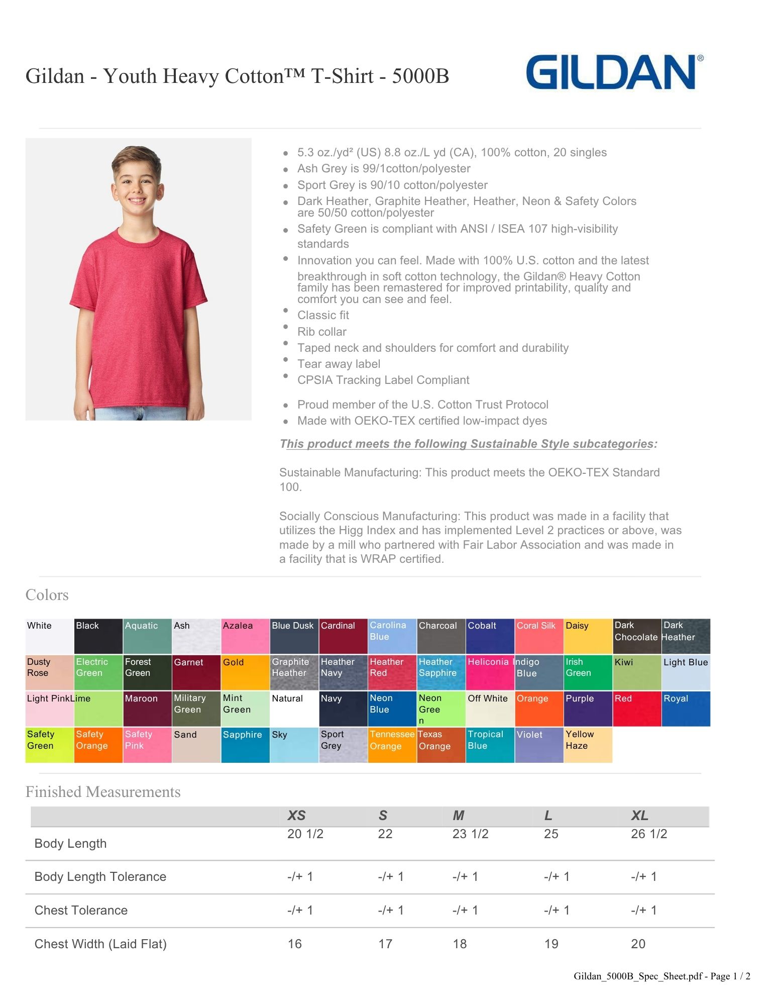 Gildan Youth Heavy Cotton T-Shirt - 5000B