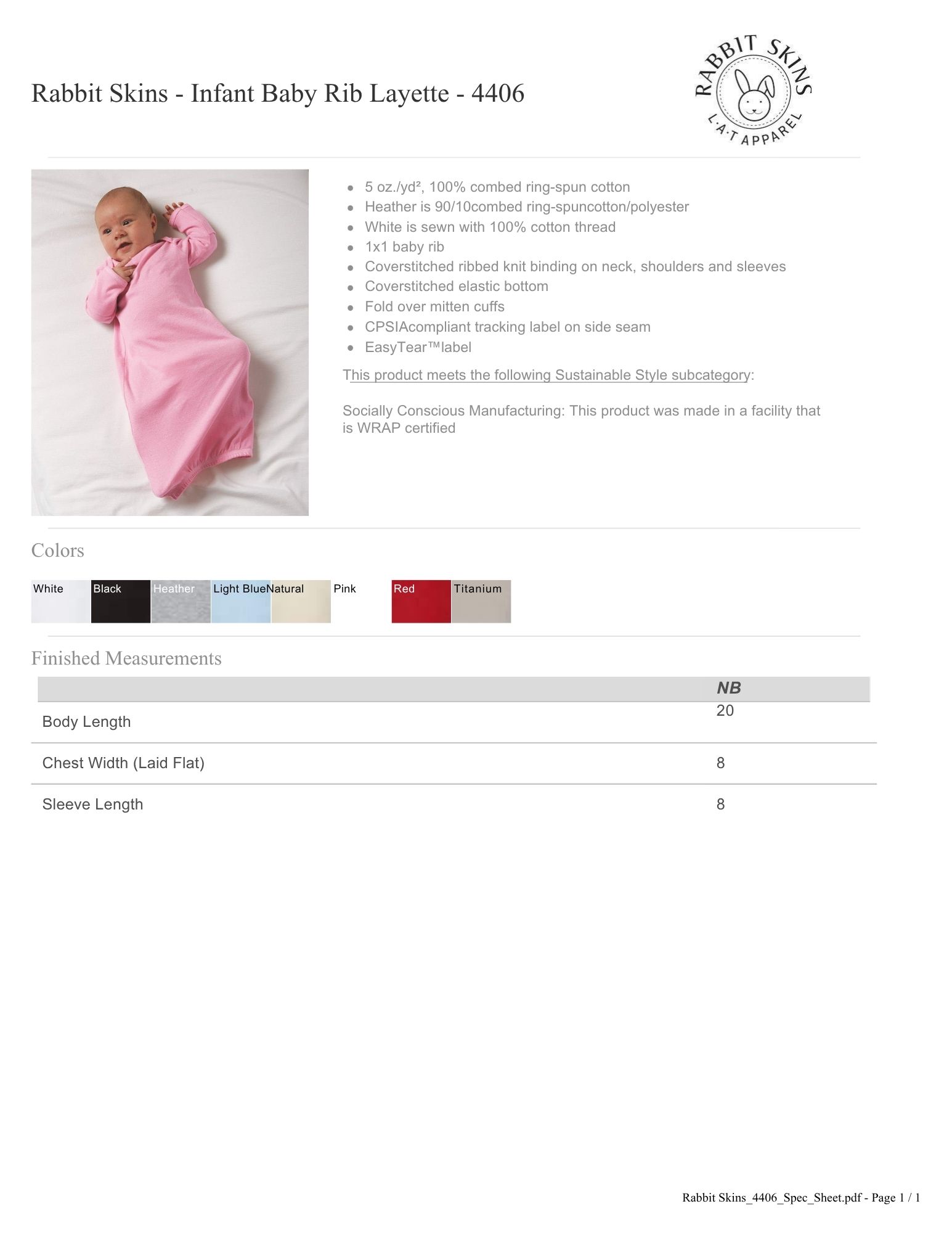 Infant Baby Rib Layette