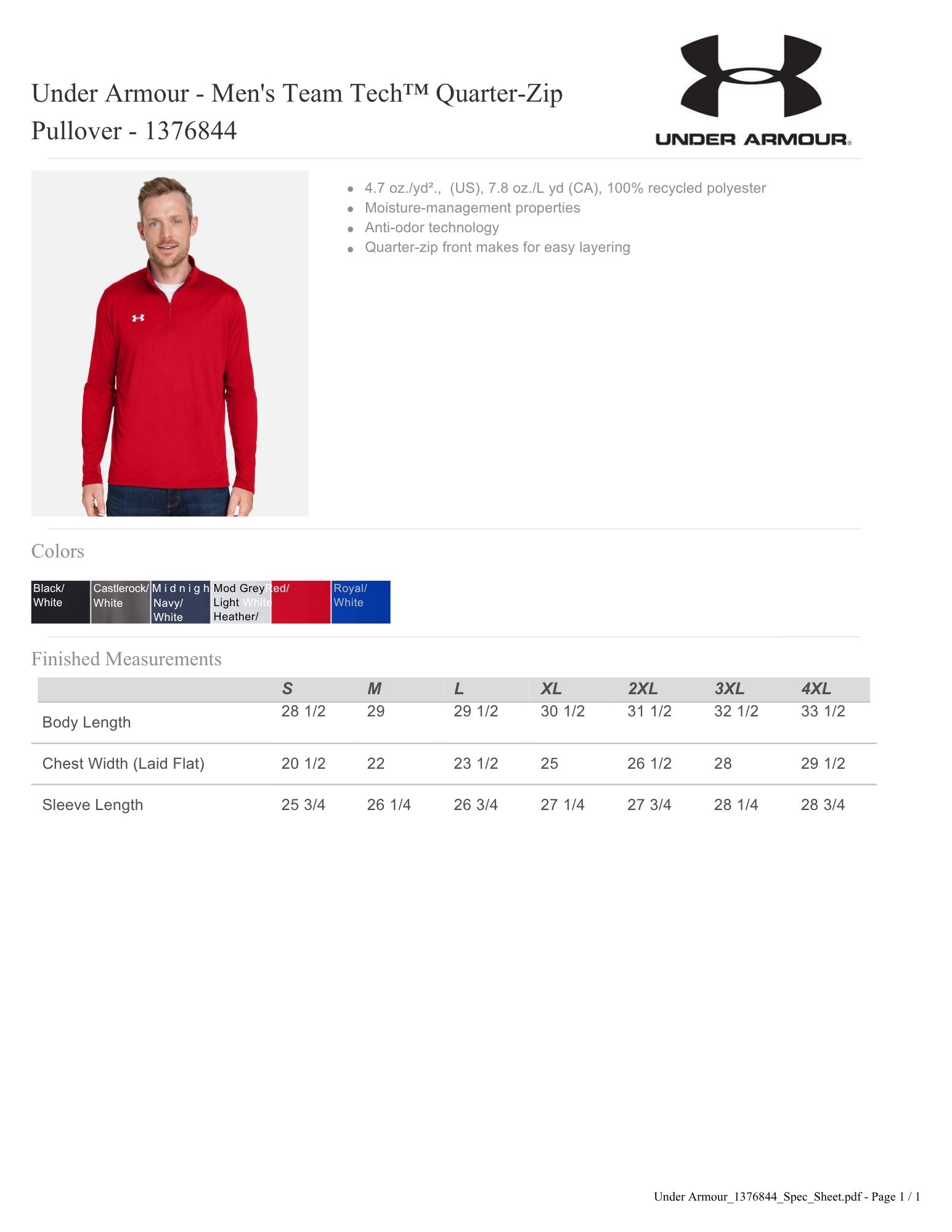 Under Armour Men's Team Tech Quarter-Zip Pullover