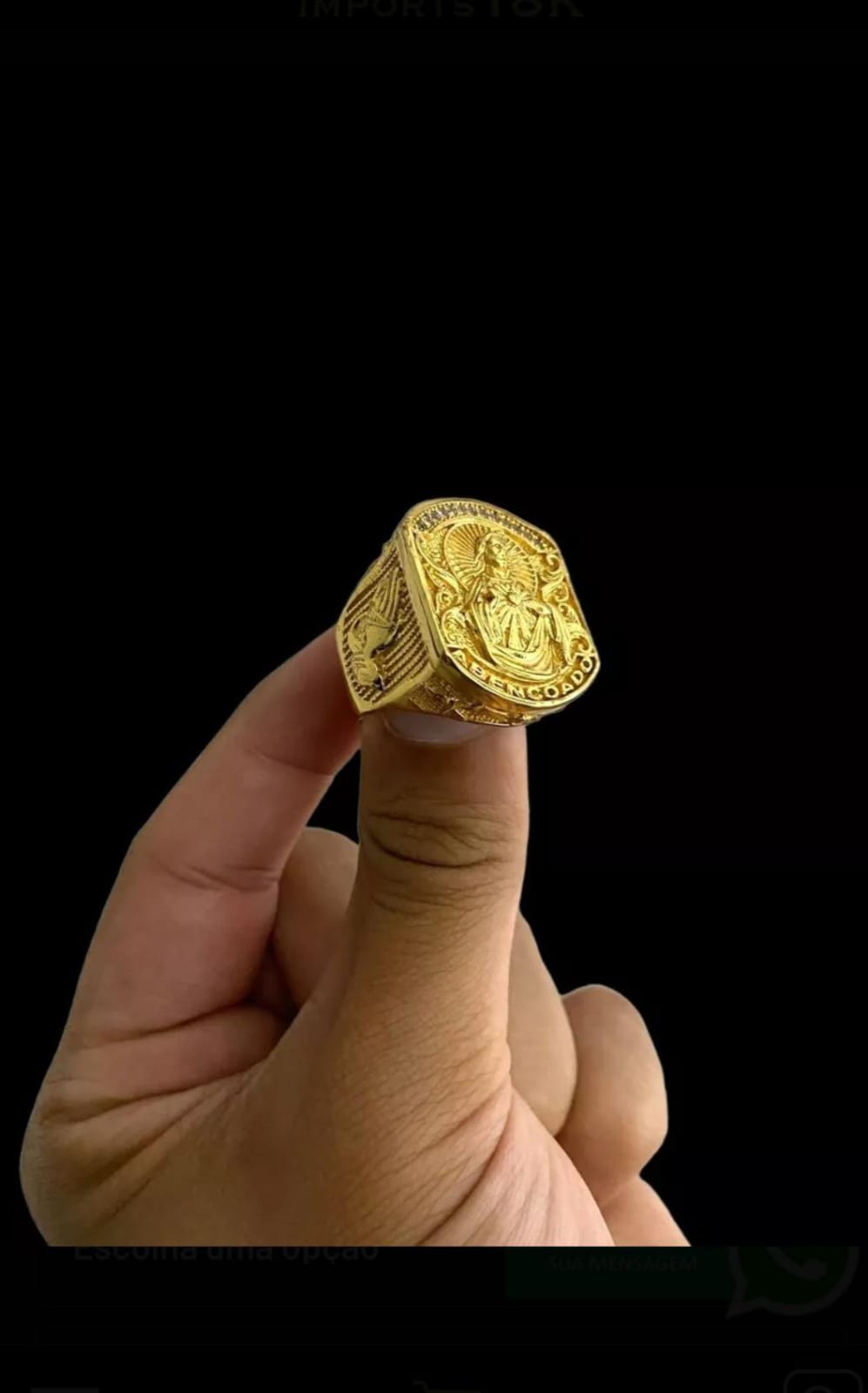 Anel jesus Cristo Abençoado A ouro 18k Cravejado