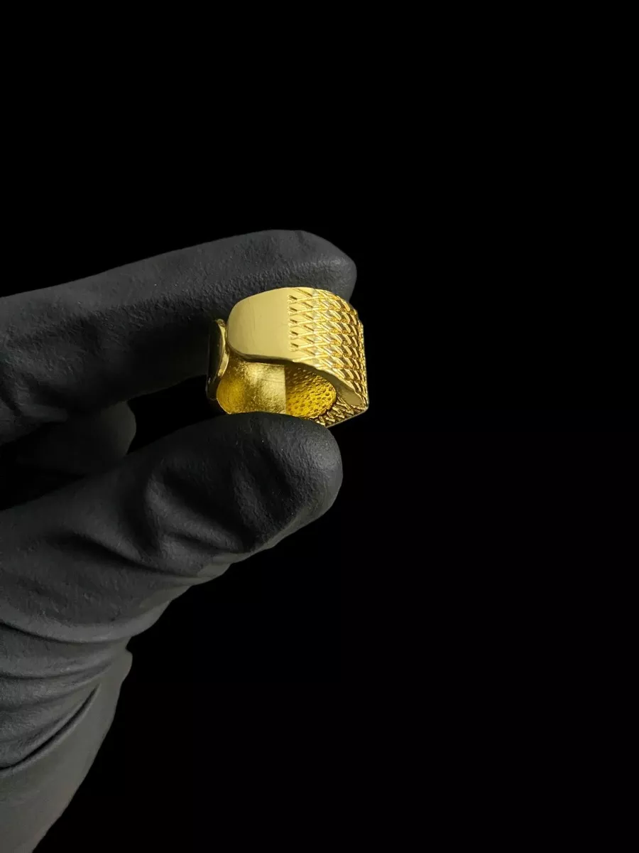 Anel Letra Lisa Banhado A Ouro 18K Moderno Masculino