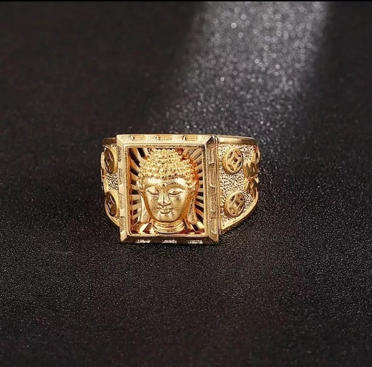 Anel Buda Banhado A Ouro 18K Luxuoso