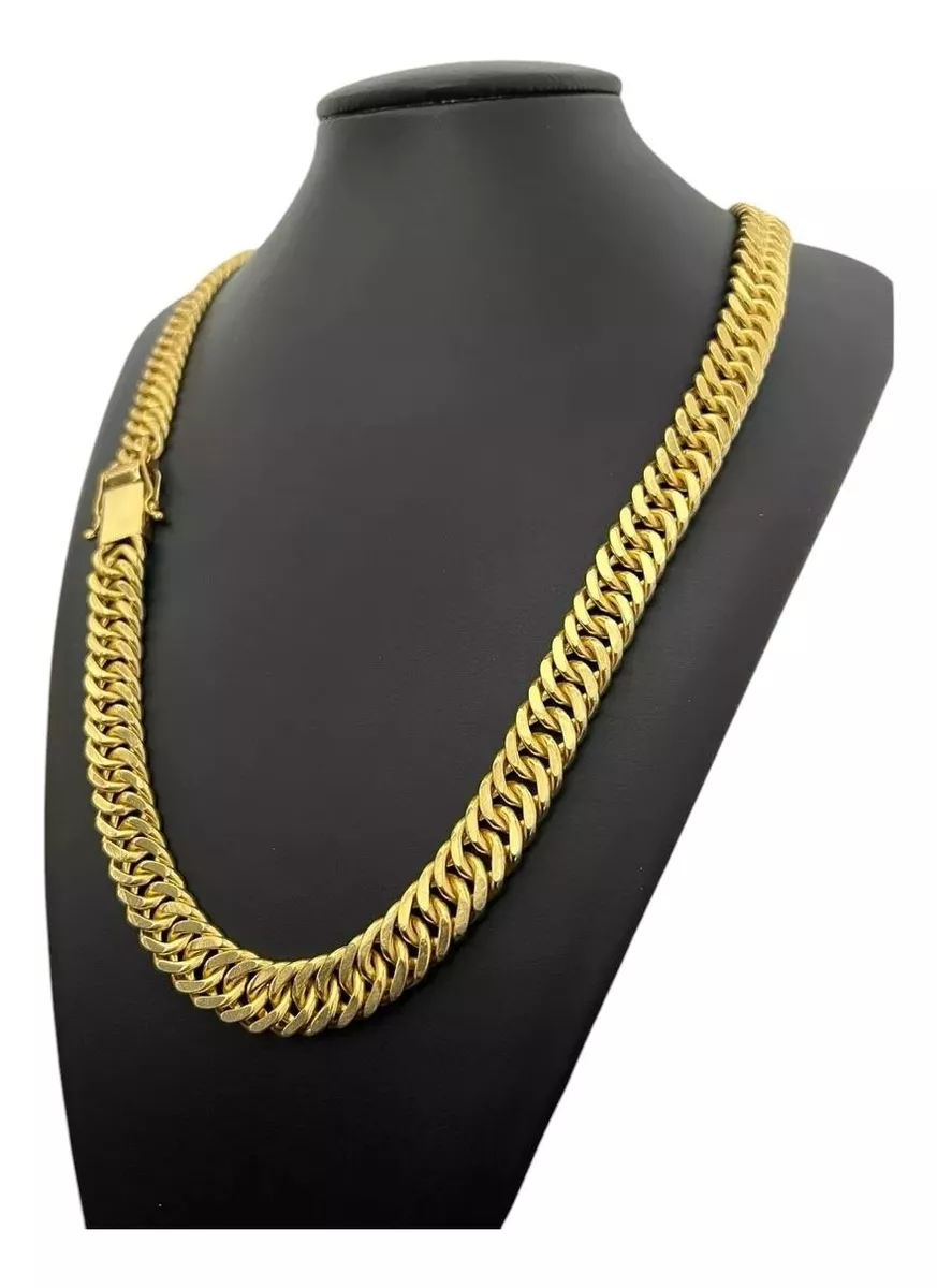 Cordão Masculino 13mm Grumet Lacraia Banhada A Ouro 18k Luxo