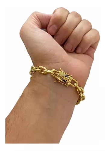 Pulseira Cadeado 8mmFecho Especial - Banhada A Ouro 18K