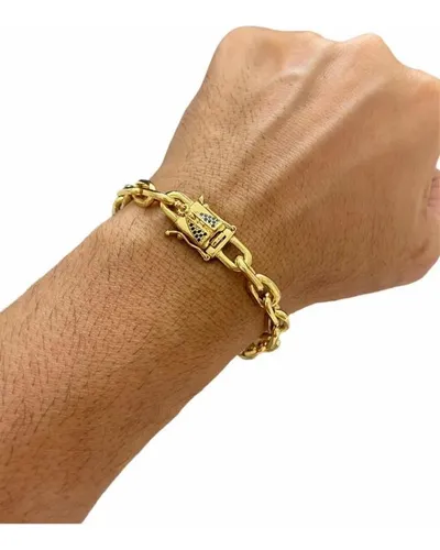 Pulseira Cadeado 8mmFecho Especial - Banhada A Ouro 18K