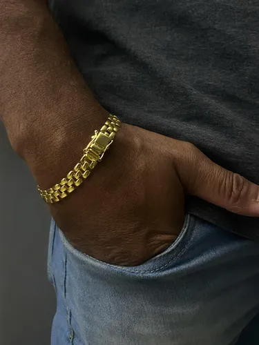 Pulseira 10mm Grumet Lacraia Banhada A Ouro 18K Luxo Homem